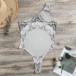 White Kaleidoscope Print One Shoulder Bodysuit