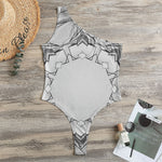 White Kaleidoscope Print One Shoulder Bodysuit