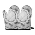White Kaleidoscope Print Oven Mitts