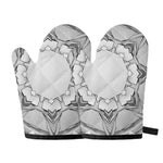 White Kaleidoscope Print Oven Mitts