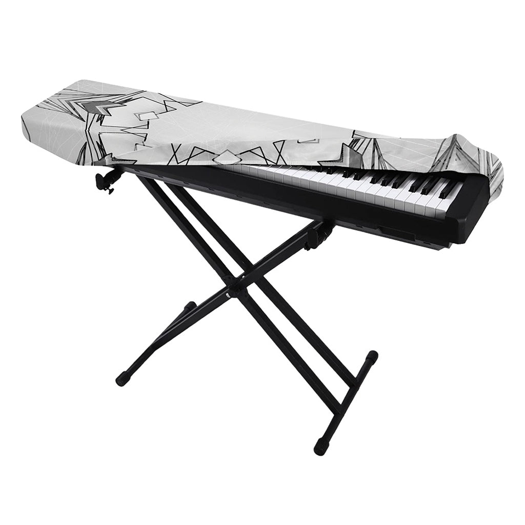 White Kaleidoscope Print Piano Keyboard Cover