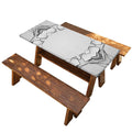 White Kaleidoscope Print Picnic Table Cover