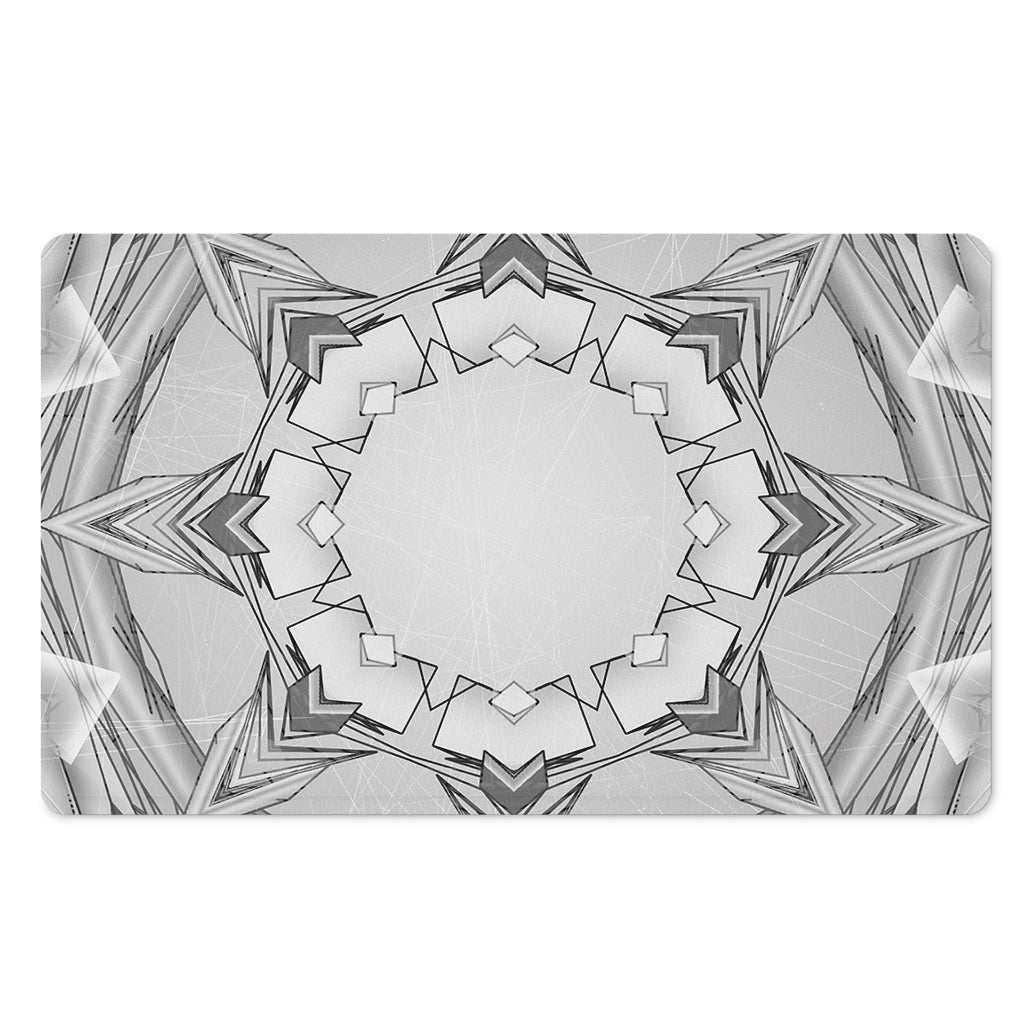 White Kaleidoscope Print Polyester Doormat