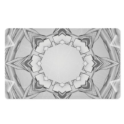 White Kaleidoscope Print Polyester Doormat