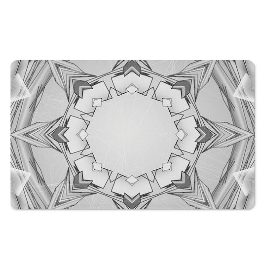 White Kaleidoscope Print Polyester Doormat