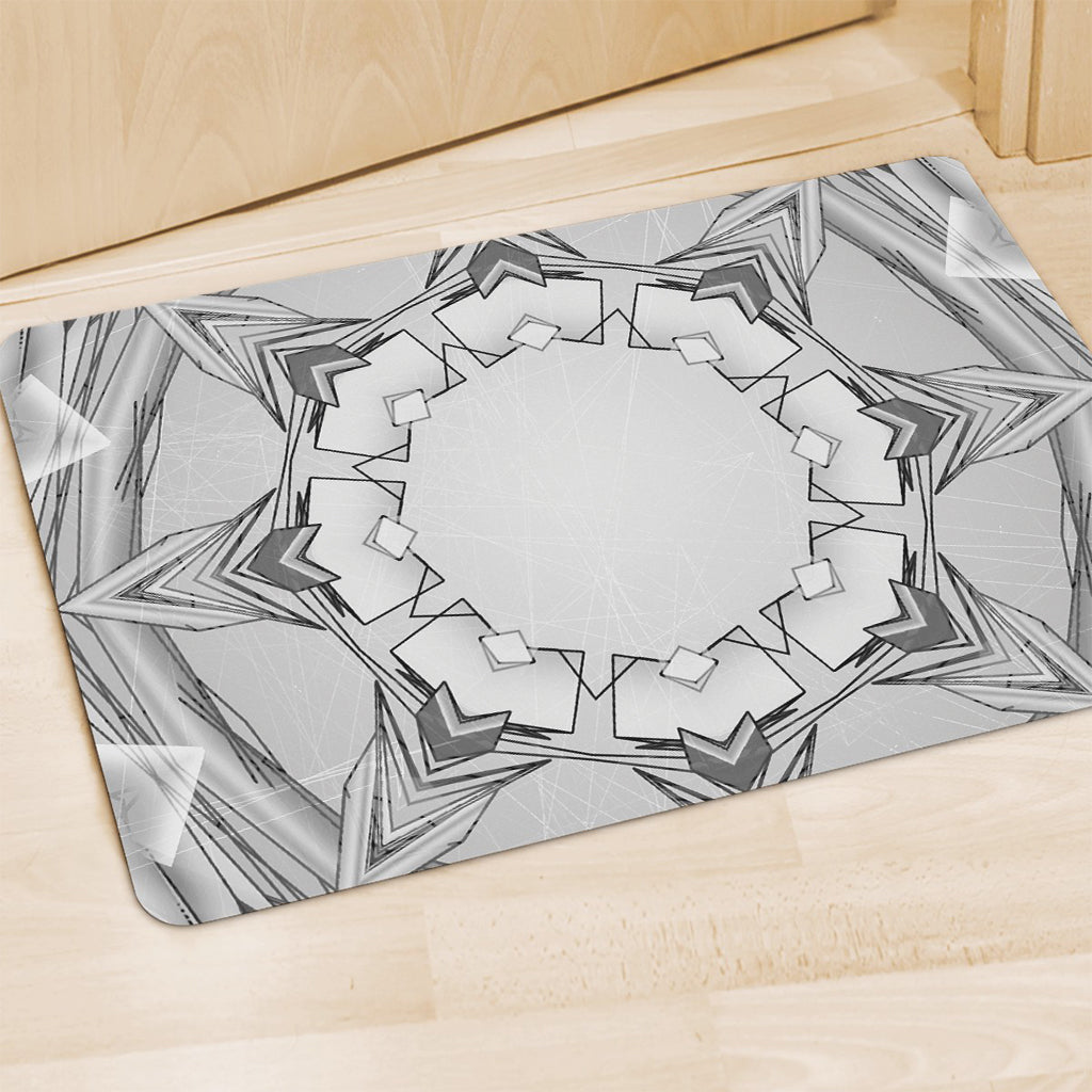 White Kaleidoscope Print Polyester Doormat
