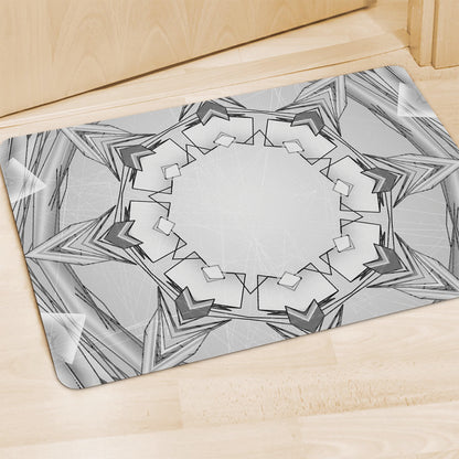 White Kaleidoscope Print Polyester Doormat