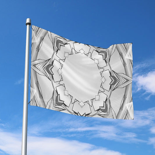 White Kaleidoscope Print Polyester Flag