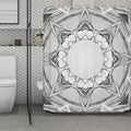 White Kaleidoscope Print Polyester Shower Curtain