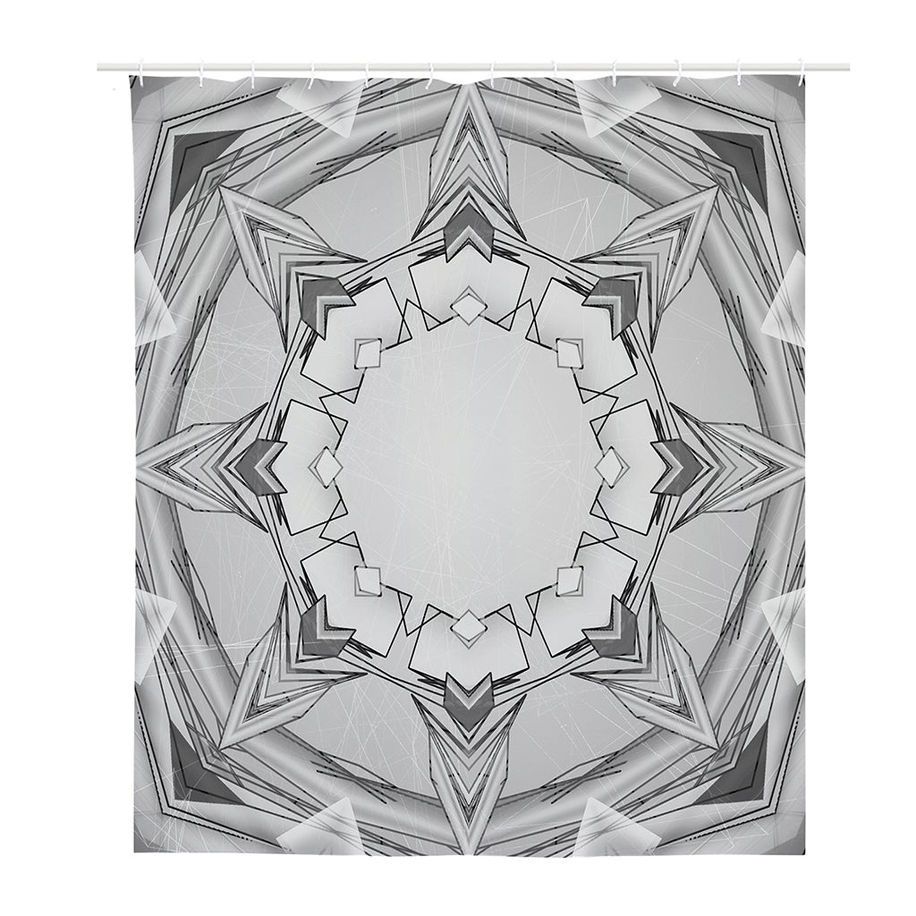 White Kaleidoscope Print Polyester Shower Curtain