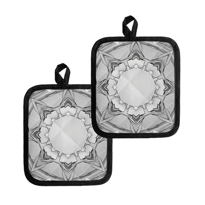 White Kaleidoscope Print Pot Holders