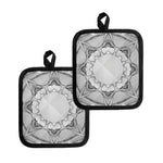 White Kaleidoscope Print Pot Holders