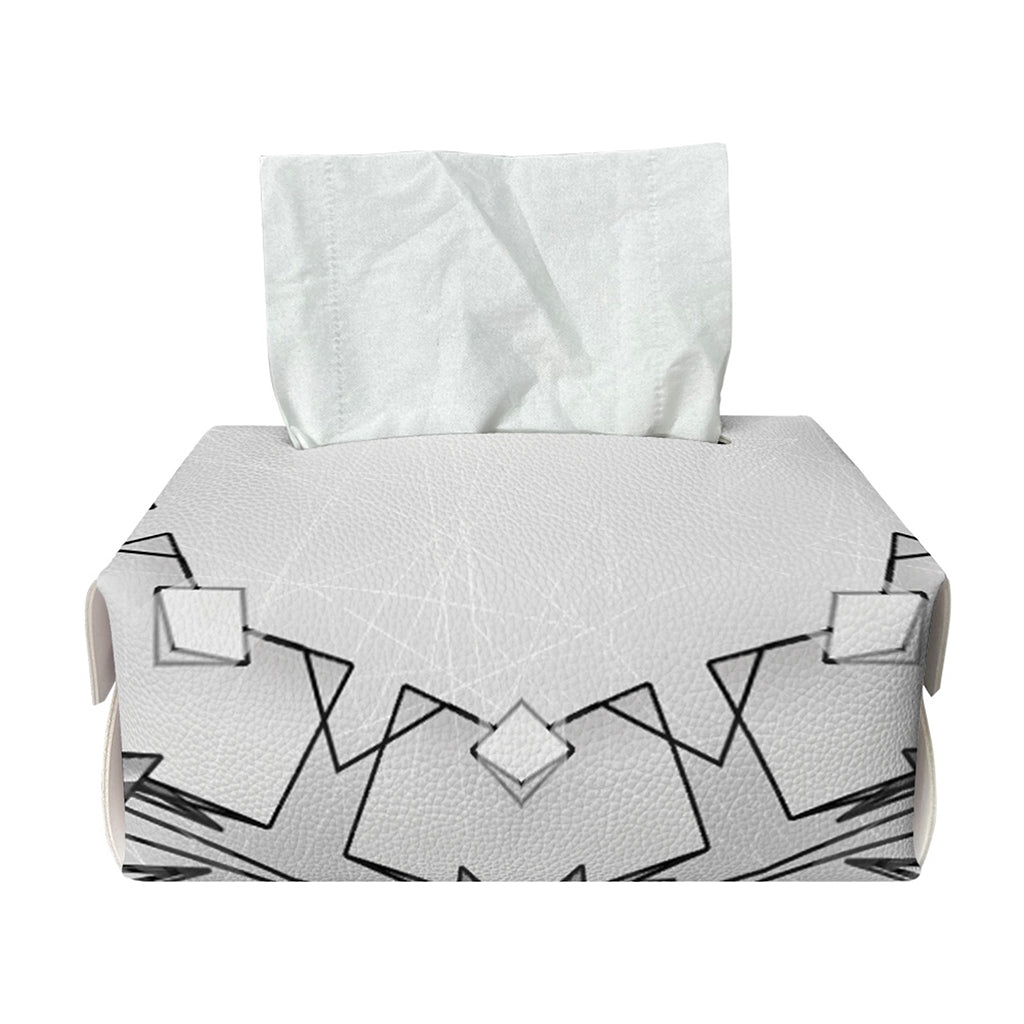 White Kaleidoscope Print Rectangle Tissue Box Cover