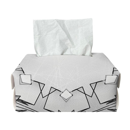 White Kaleidoscope Print Rectangle Tissue Box Cover