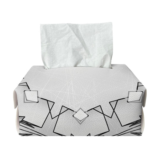 White Kaleidoscope Print Rectangle Tissue Box Cover