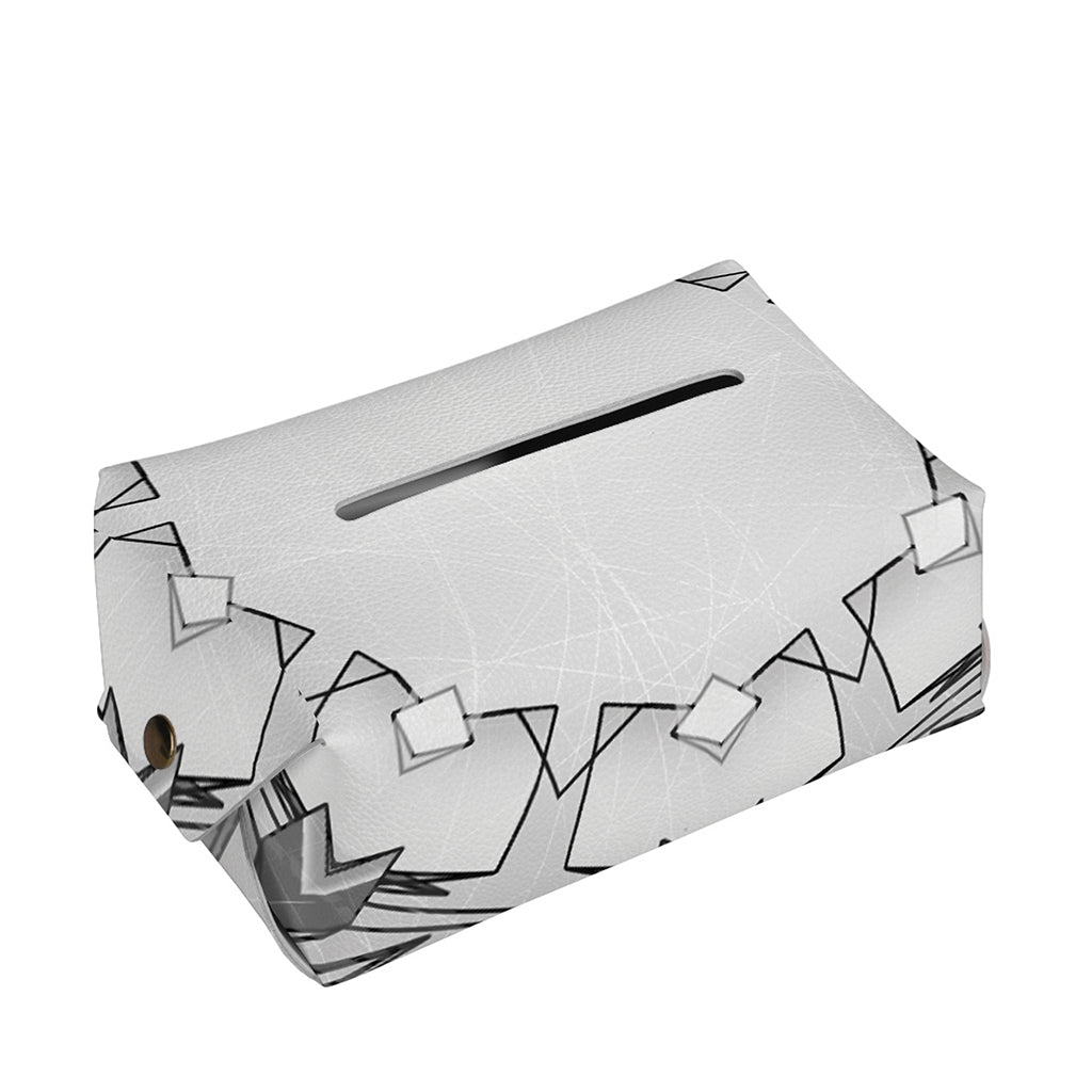 White Kaleidoscope Print Rectangle Tissue Box Cover