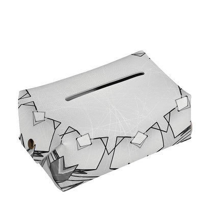 White Kaleidoscope Print Rectangle Tissue Box Cover