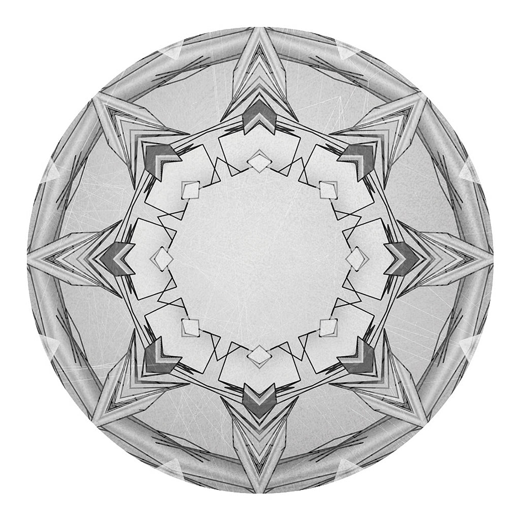 White Kaleidoscope Print Round Blanket