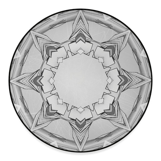 White Kaleidoscope Print Round Floor Mat