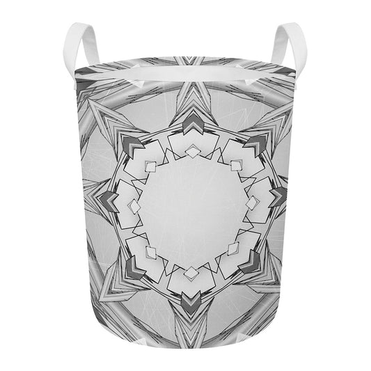 White Kaleidoscope Print Round Laundry Basket