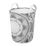 White Kaleidoscope Print Round Laundry Basket