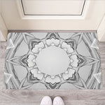 White Kaleidoscope Print Rubber Doormat