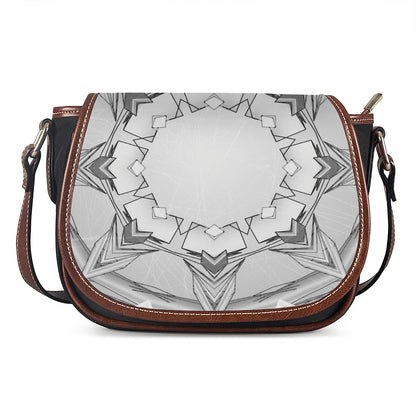 White Kaleidoscope Print Saddle Bag