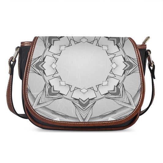 White Kaleidoscope Print Saddle Bag