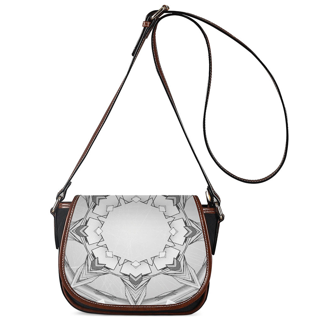 White Kaleidoscope Print Saddle Bag