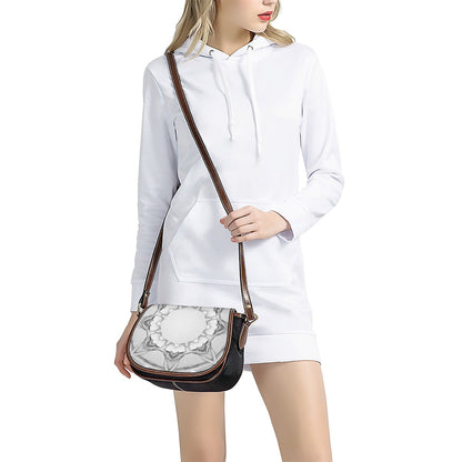 White Kaleidoscope Print Saddle Bag