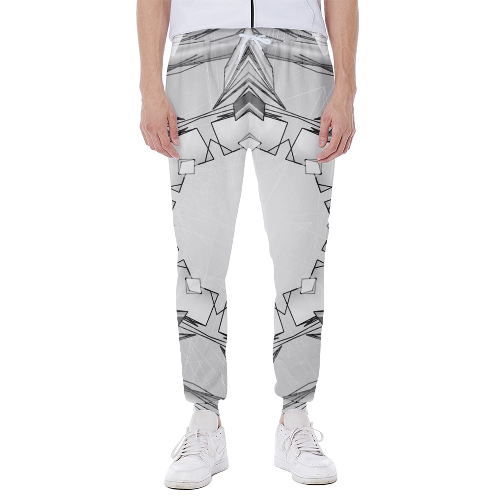 White Kaleidoscope Print Scuba Joggers
