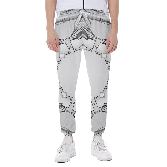 White Kaleidoscope Print Scuba Joggers