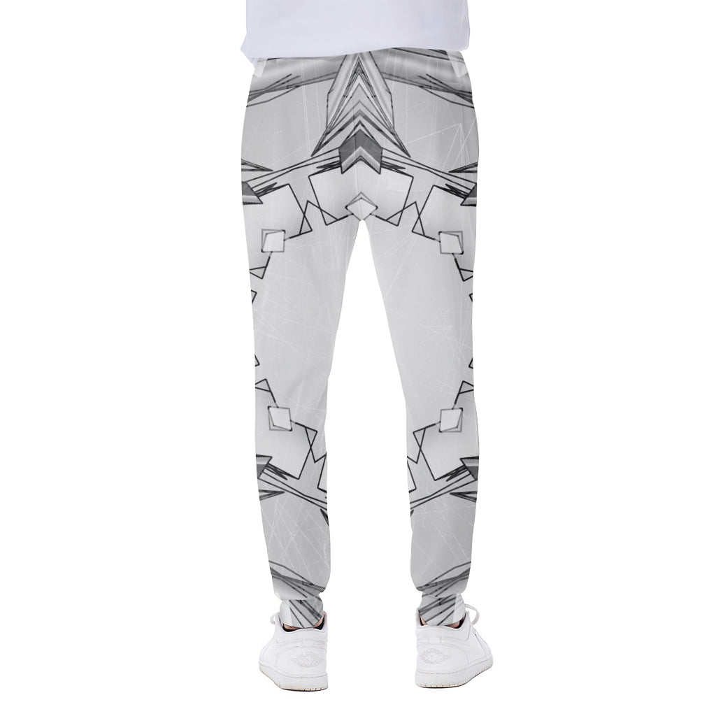 White Kaleidoscope Print Scuba Joggers