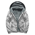 White Kaleidoscope Print Sherpa Lined Zip Up Hoodie