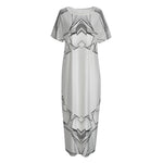 White Kaleidoscope Print Short Sleeve Long Nightdress