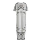 White Kaleidoscope Print Short Sleeve Long Nightdress