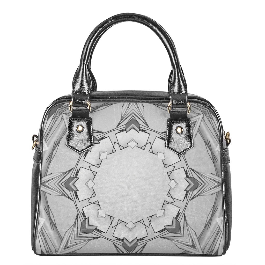 White Kaleidoscope Print Shoulder Handbag
