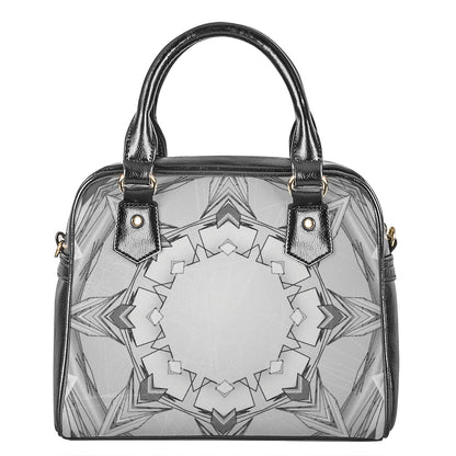 White Kaleidoscope Print Shoulder Handbag