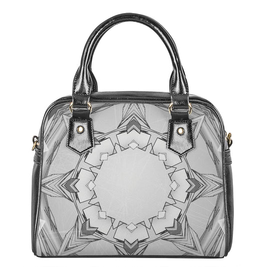 White Kaleidoscope Print Shoulder Handbag