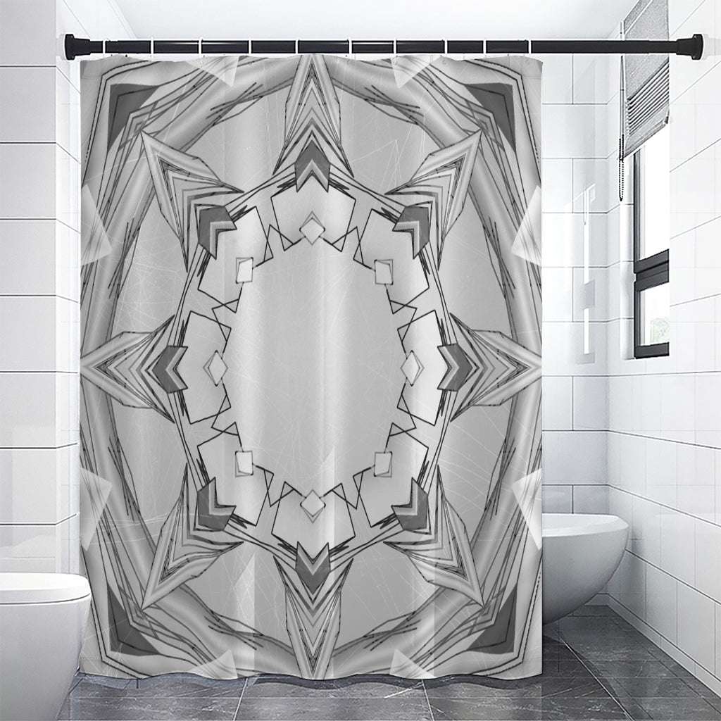 White Kaleidoscope Print Shower Curtain