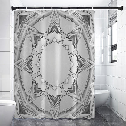 White Kaleidoscope Print Shower Curtain