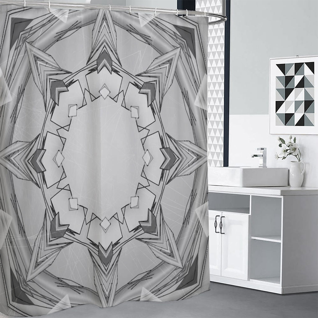 White Kaleidoscope Print Shower Curtain