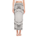 White Kaleidoscope Print Side Slit Maxi Skirt