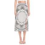 White Kaleidoscope Print Side Slit Midi Skirt