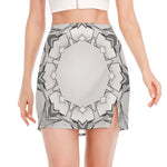 White Kaleidoscope Print Side Slit Mini Skirt
