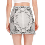 White Kaleidoscope Print Side Slit Mini Skirt