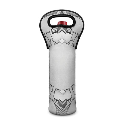 White Kaleidoscope Print Single Neoprene Wine Tote