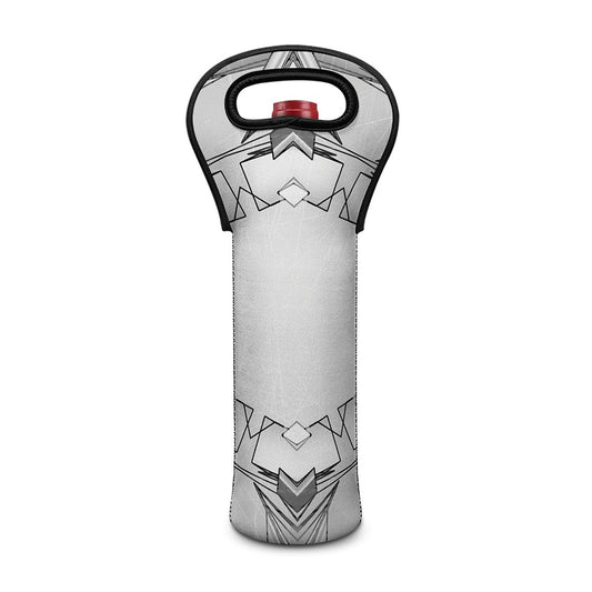White Kaleidoscope Print Single Neoprene Wine Tote