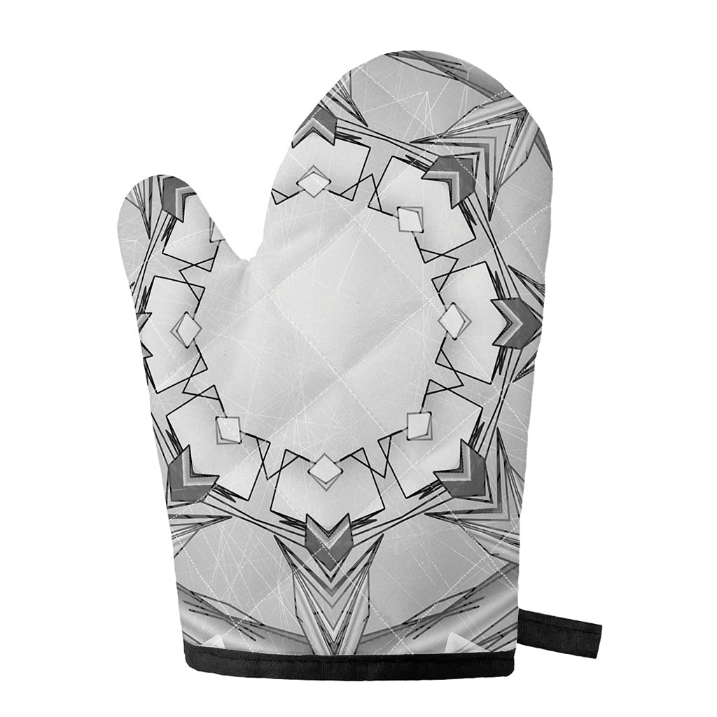 White Kaleidoscope Print Single Oven Mitt