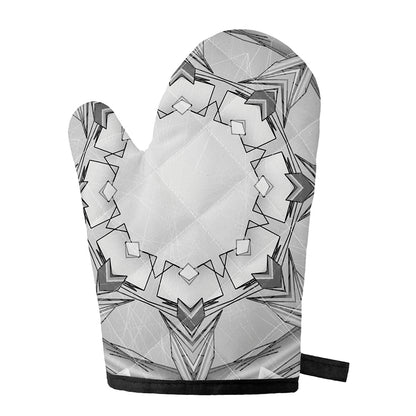White Kaleidoscope Print Single Oven Mitt